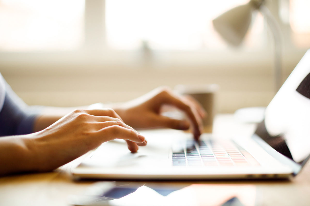 Woman working on laptop